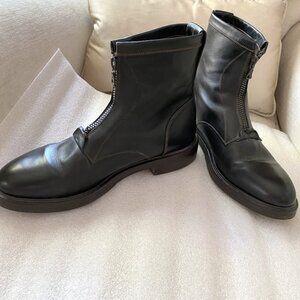 Fausto Santini Black Leather Zip-Up Boots – Made in Italy